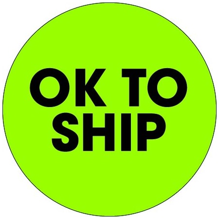 Bsc Preferred 2'' Circle - ''Ok To Ship'' Fluorescent Green Labels BUY00019937